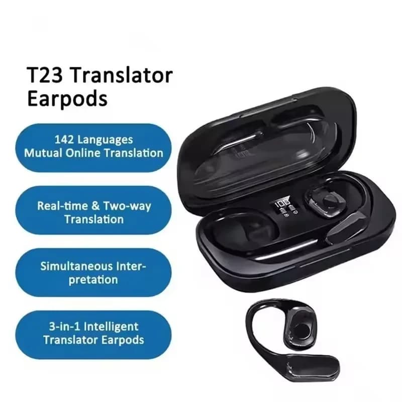 T23 Traduttori in tempo reale Cuffie Traduttore di lingue Auricolari Traduttore vocale 142 Auricolari di traduzione con cancellazione del rumore