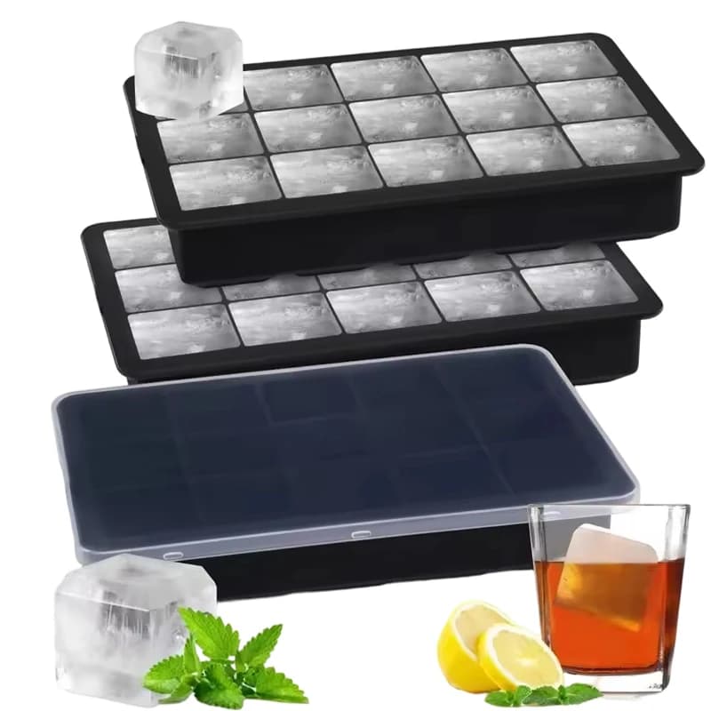 4/6/8/15 Grid Silicone Big Ice Tray Mold Easy Release Ice Cube Tray Food Grade Summer Kitchen Housheold DIY Square Ice Maker