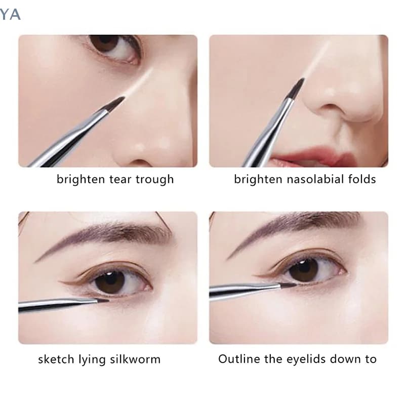 Pennello Eyeliner YA Upgrade Blade, Pennello Sottile Angolato Piatto per Sopracciglia, Pennello per il Contorno Occhi, Pennello per Dettagli Precisi