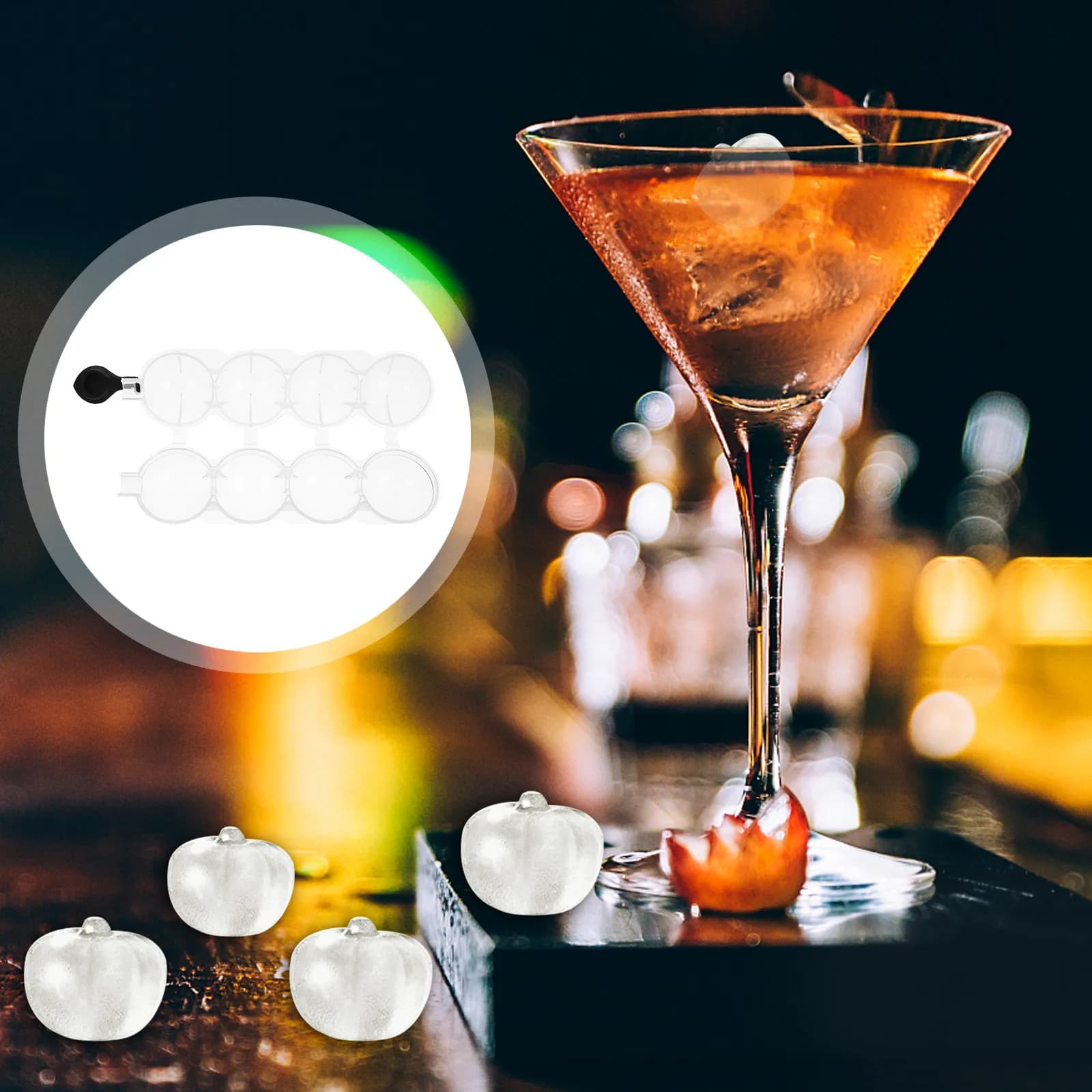 Whiskey Ice Ball Mold 2 Pack with Lid Reusable Plastic Round Ice Cube Tray Easy Clean for Home Bar Party