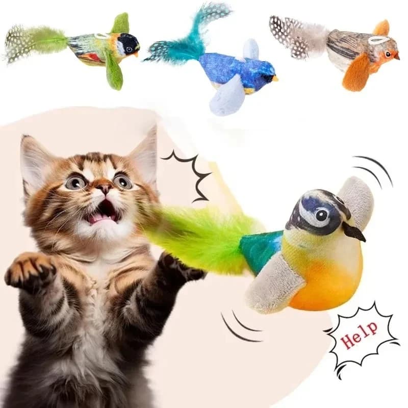 Il giocattolo per gatti emette il suono di un uccello per divertire il gatto, con corda elastica per alleviare la noia e resistere ai graffi e ai morsi.