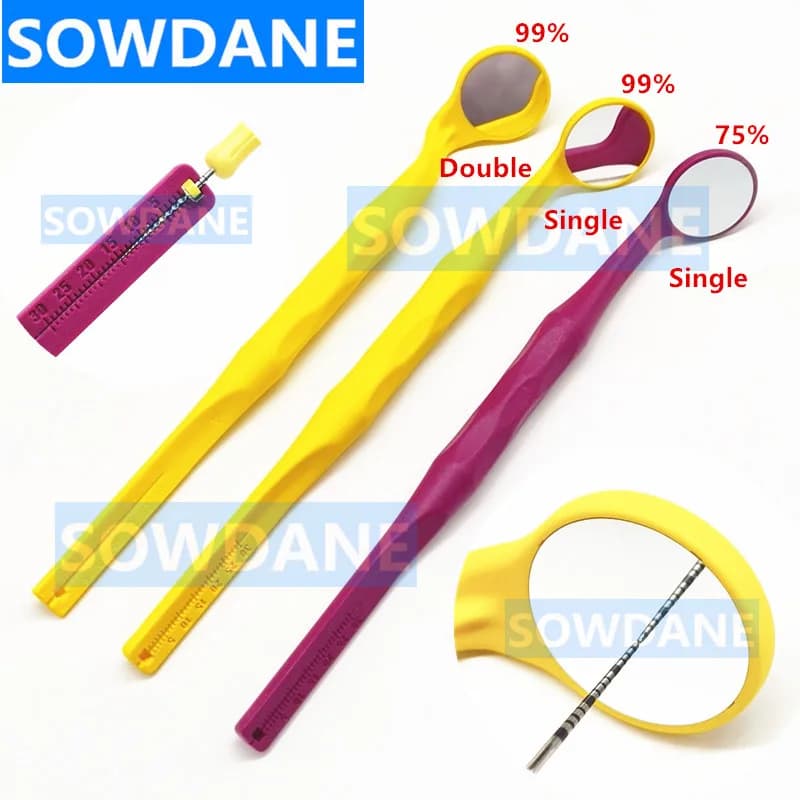 Dental mouth mirror Oral examination Teeth whitening tool Teeth cleaning tool Silicone handle with endo ruler