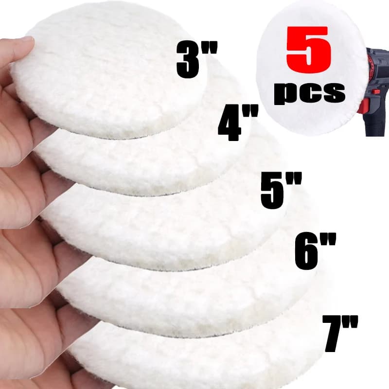 5 dimensioni 75-180mm disco per lucidatura in lana ceretta per Auto lucidatura lucidatura tamponi per lucidatrice per la cura della vernice dell'auto accessori per il lavaggio automatico