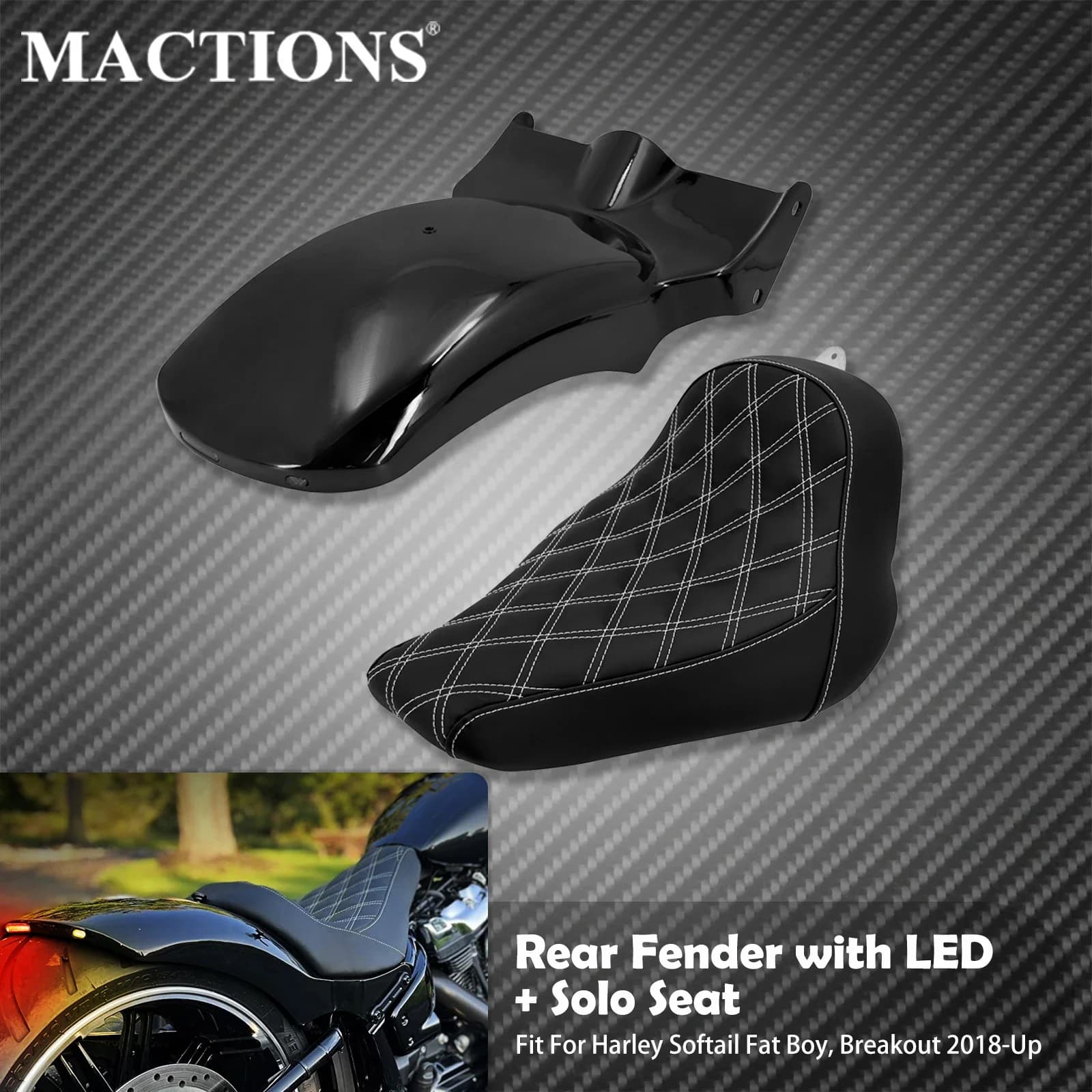 Parafango Posteriore Moto con Sella Singola per Harley Softail Breakout Fat Boy FXBR FLFB FXDR 2018-21 2022 2023