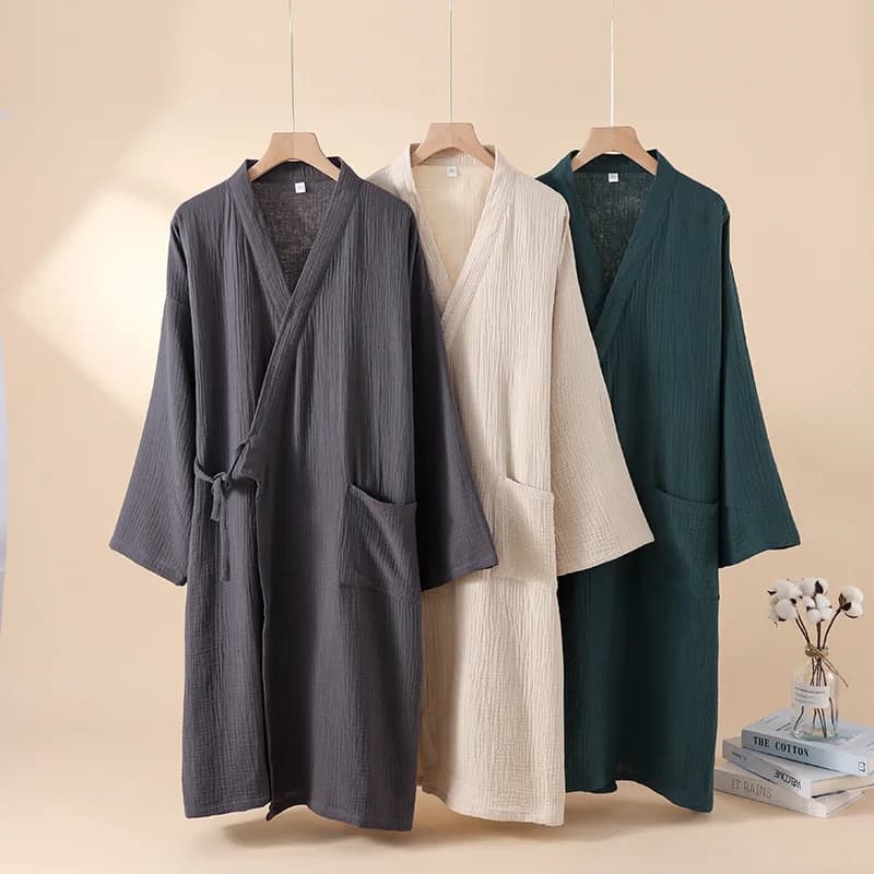 2026 giapponese nuova primavera/estate coppia kimono vestaglia 100% cotone crepe panno accappatoio da uomo e da donna sottile accappatoio per la casa