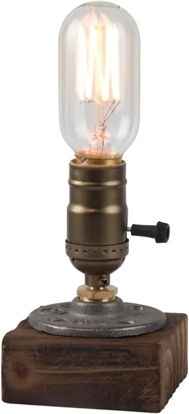 Lampada da Tavolo Vintage Steampunk, Luce Notturna Dimmerabile con Portalampada E26, Decorazione Antica per Camera da Letto, Soggiorno, Caffetteria