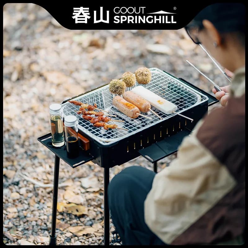 IGT portable charcoal barbecue grill for tactical users lightweight foldable and convenient for outdoor camping