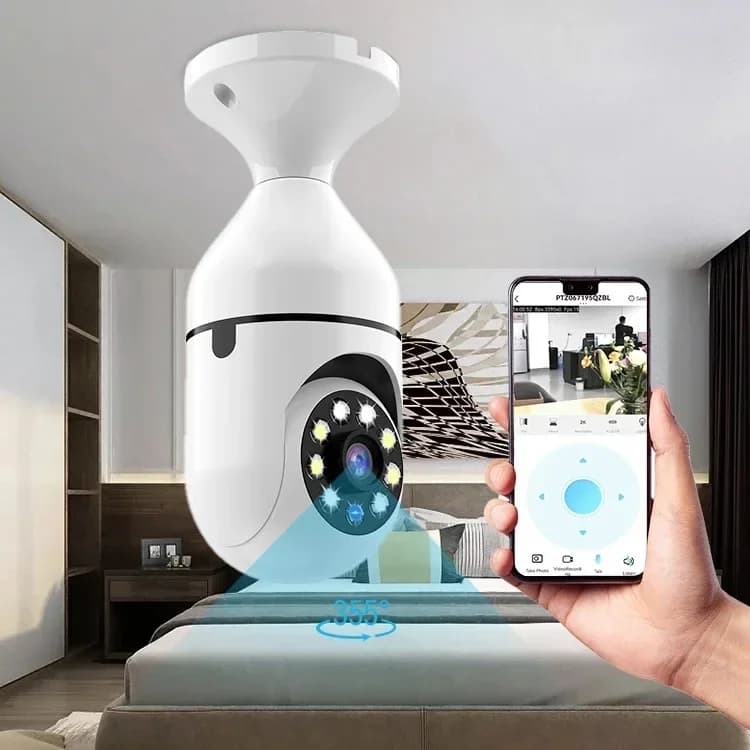 5MP UHD Proiettore E27 Testa della lampada Presa Wireless PTZ IP Dome Camera AI Rilevazione umanoide Sicurezza domestica CCTV Baby Monitor