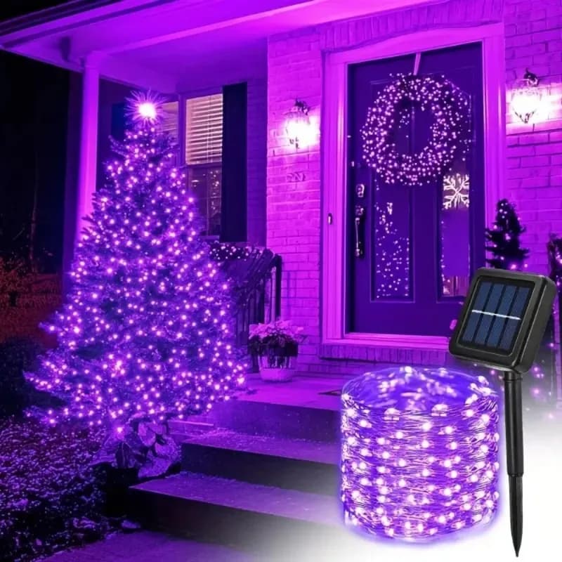 Ghirlanda Solare Luminosa da Esterno, Luci a LED su Filo di Rame per Patio, Giardino, Feste, Matrimoni, Ramadan, Decorazione per la Casa
