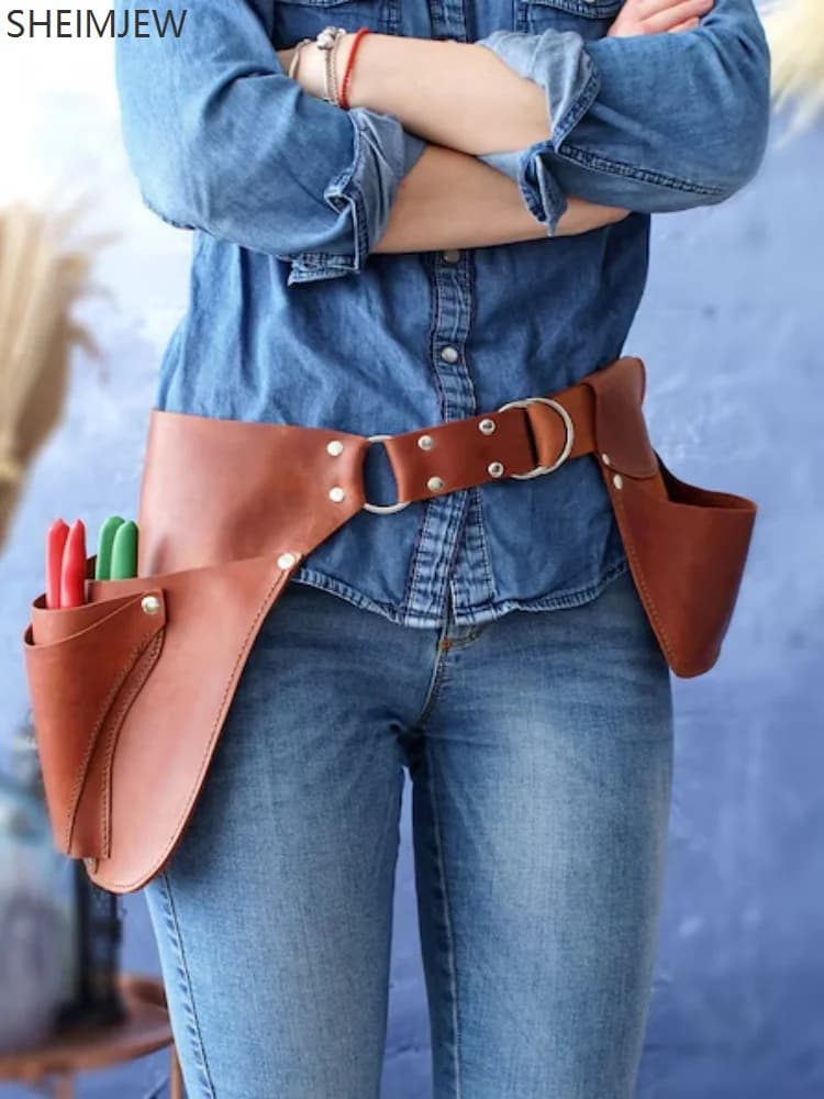 Steampunk Giardiniere Pittore Cintura multifunzionale Custodia per attrezzi Borsa per contadino Accessorio per costume cosplay Doppia tasca Marsupio 2025