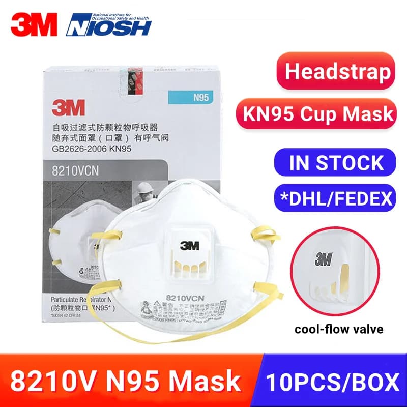 3M N95 8210V 8210VCN respiratore maschere antipolvere KN95 Mascarilla NIOSH valvola particelle maschera PM2.5 protezione respiratoria uomini all'aperto