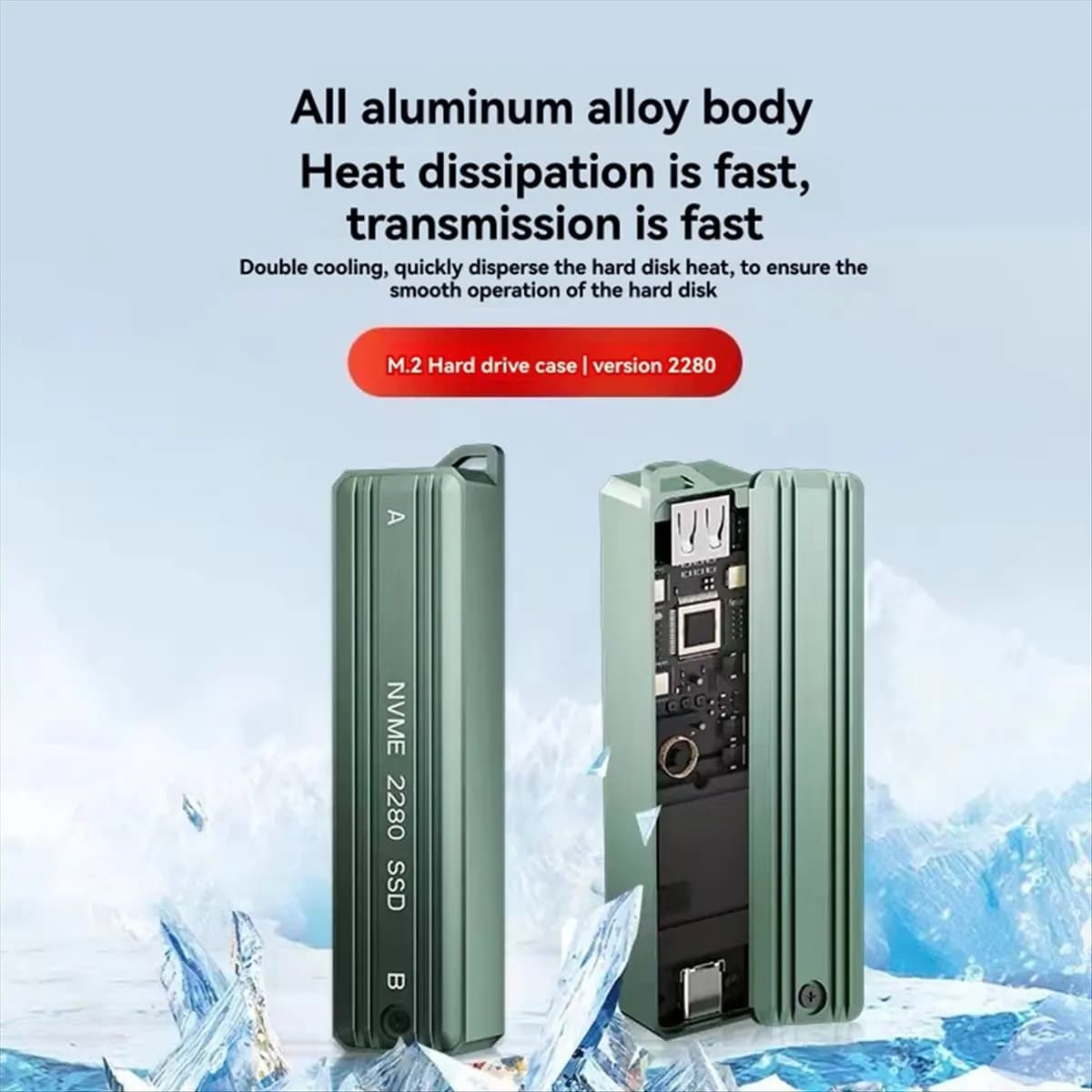 Welcome Deal-M.2 NVME SSD Case External Enclosure USB3.1 10Gbps NVME Hard Drive Case Adapter Box Supports 2280