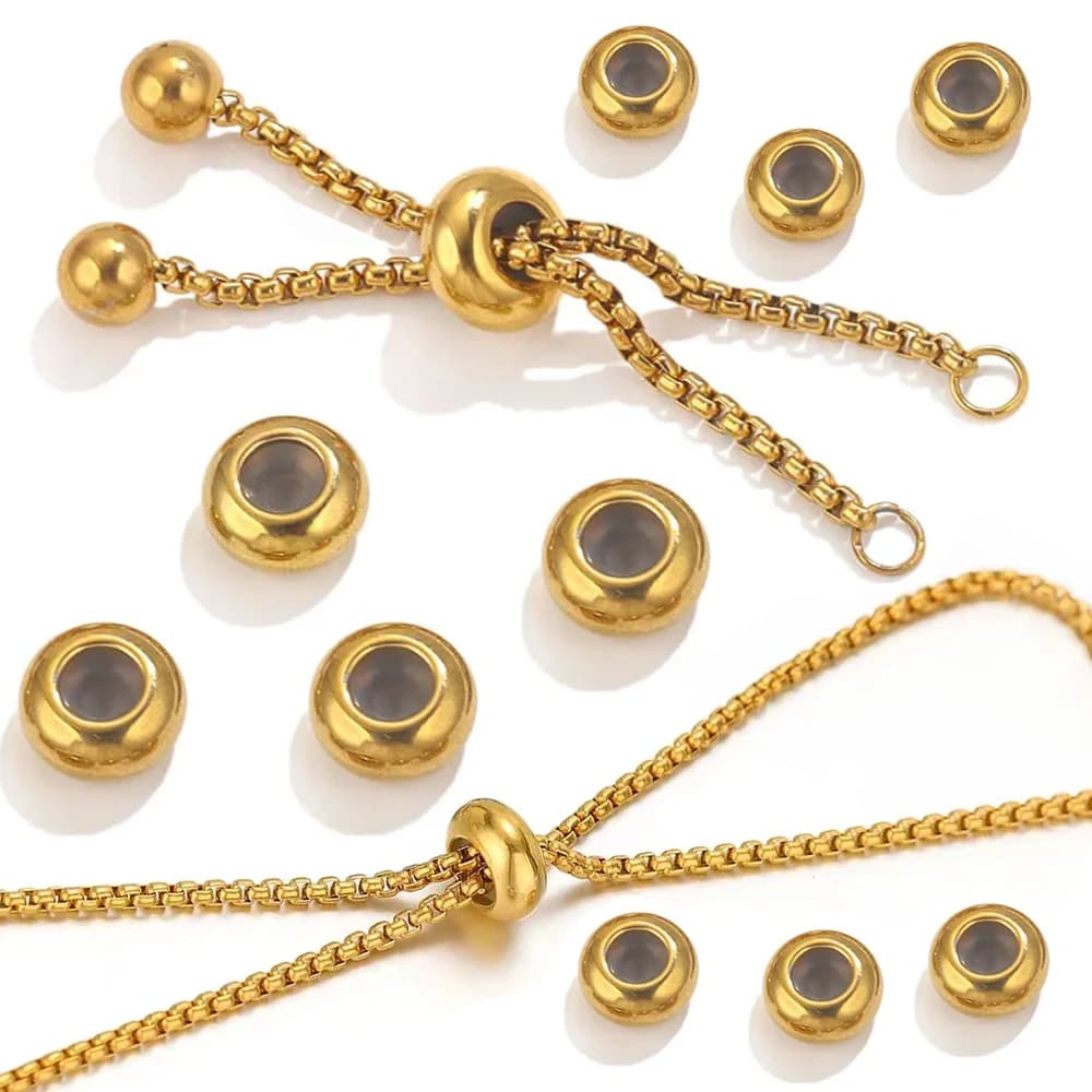 10 pezzi in acciaio inossidabile 6-10mm perline in silicone antiscivolo regolabili perline distanziatrici per braccialetti fai da te che realizzano accessori di gioielli