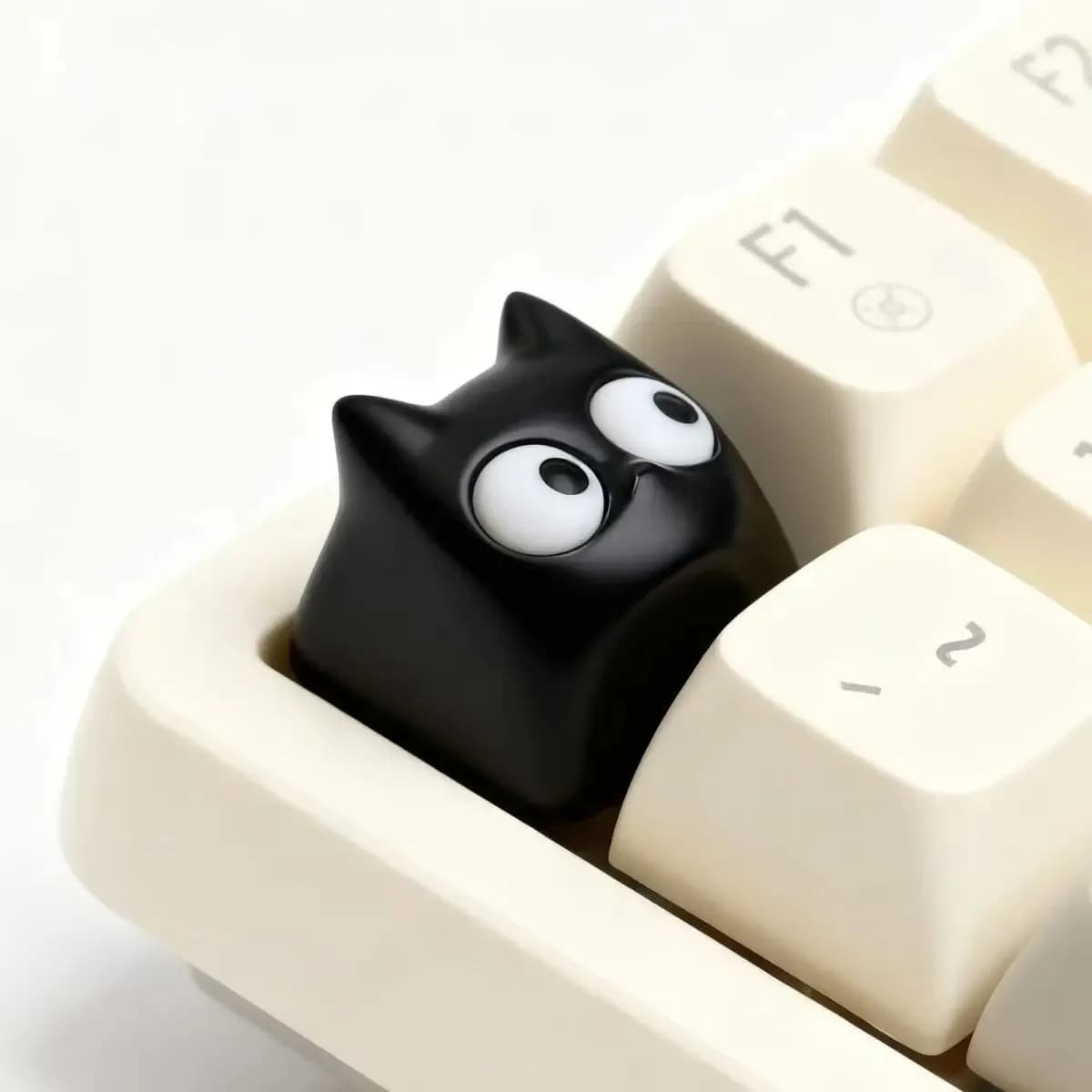 1U Esc Creative Little Black Keycap 1U Cute Cat Cartoon ESC Animate Key Cap Mechanical Keyboard MX Switch Girl Boy Gamer Gift