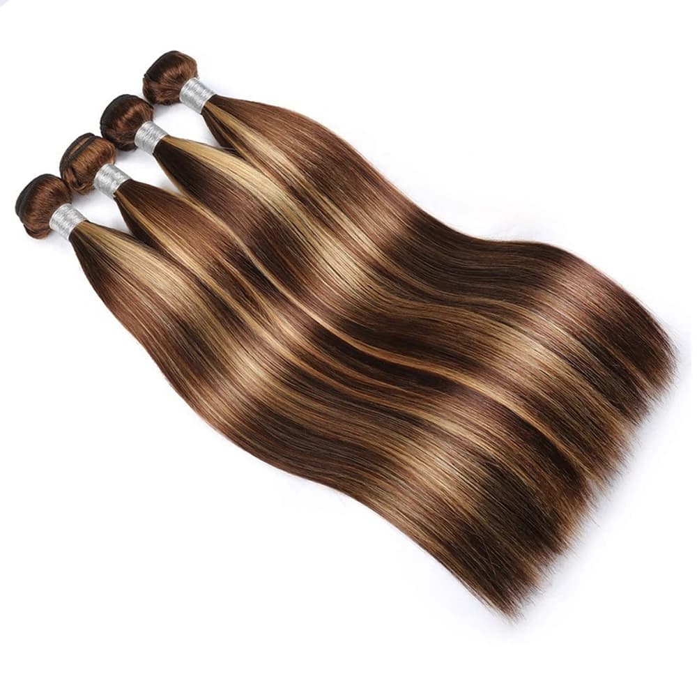 28 inch Blond Honey Highlight Human Hair Band Straight P4/27 Brazilian Fabric Colorful Hair Band For Women Hair Remy