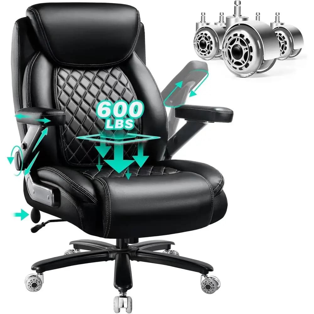 600LBS Large Heavy Duty Oice Chair with 5D lip Arms,Comy Big and Tall Executive Oice Desk Chair with ket Spring Cushion,High Bac