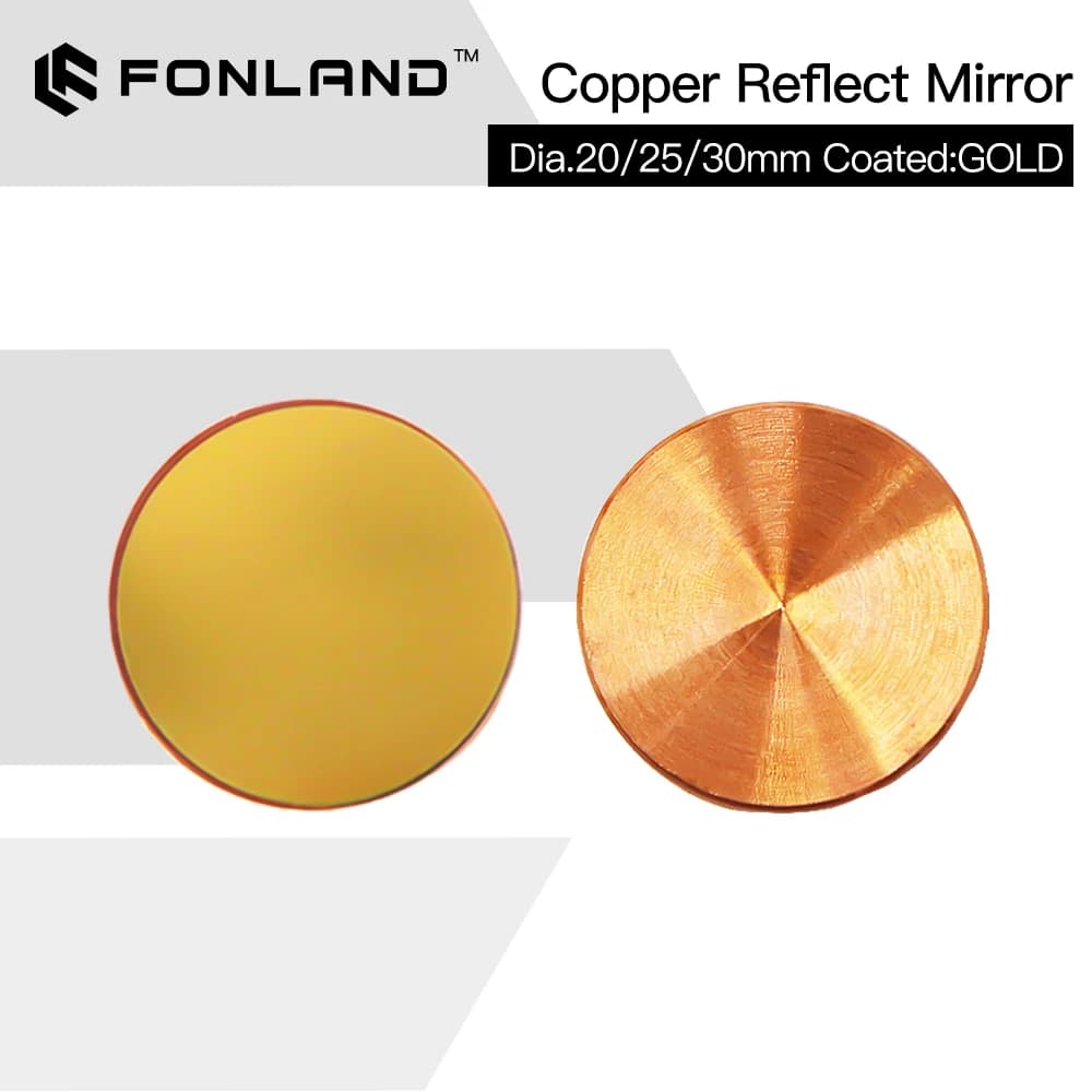 Fonland 3 pieces reflective mirror copper diameter 18 19 20 25 30mm 1 pcs laser Cu for cutting machine and laser engraving Co2