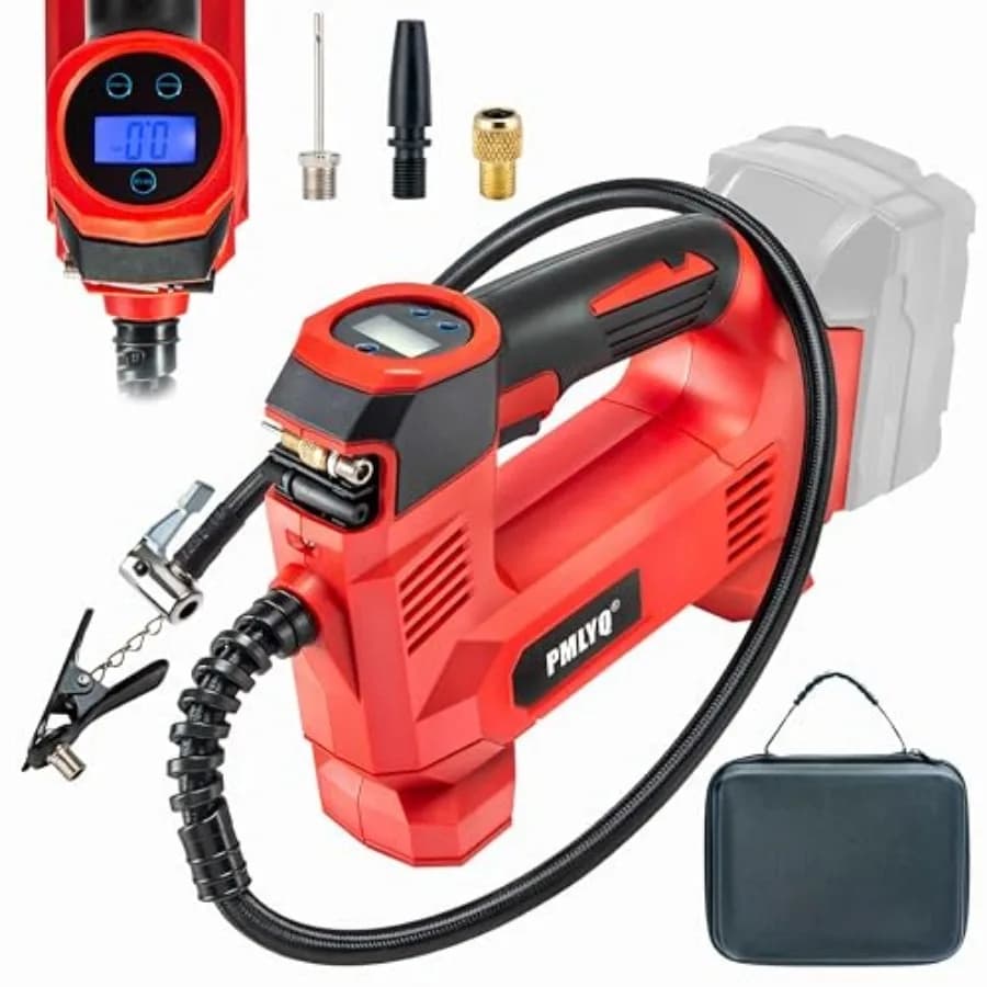 Compressore d'Aria Portatile Senza Fili per Batteria Milwaukee M18, Pompa per Auto al Litio con LED e Manometro Digitale