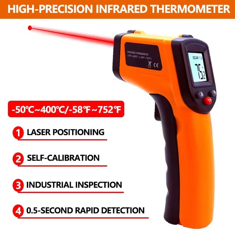 New Infrared Thermometer Portable 2026, Contactless Temperature Measurement Gun, Laser Tester -50-400°C °C for Industrial, Domestic and Automotive Use