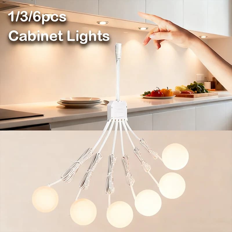 Kit di 1/3/6 Luci LED Mini Sottopensili Dimmerabili per Armadi, Mobili, Scaffali, Vetrine e Librerie