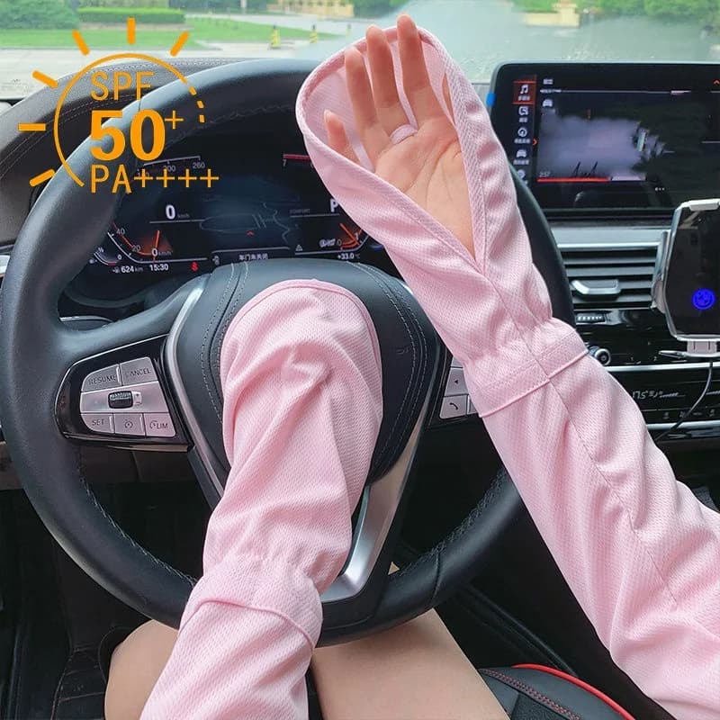 Protezione solare guanti per maniche di ghiaccio protezione UV donna estate guida ciclismo manicotti polsini regolabili larghi
