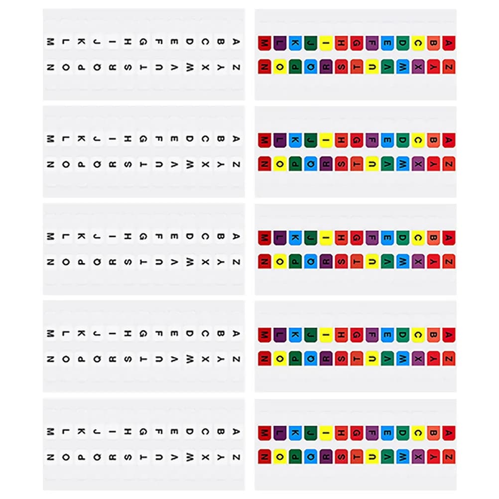 20 Set di Etichette Adesive Colorate Impermeabili con Alfabeto per Quaderni, Agende, Libri di Testo, Documenti Scolastici e d'Ufficio