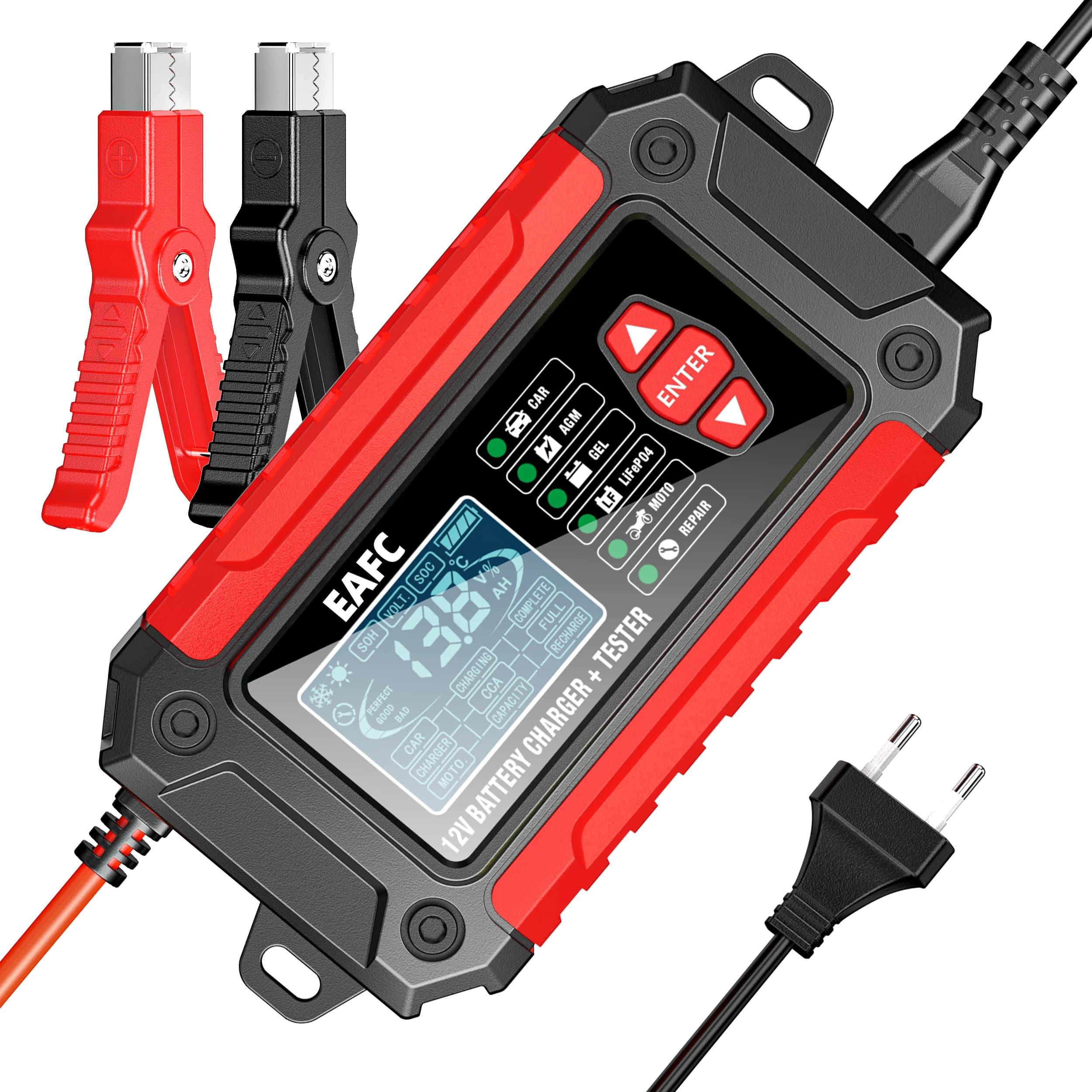 New 2in1 Smart Car Charger System Tester Car Battery Analyzer LiFePo4 Lithium Battery for Lead Acid AGM GEL
