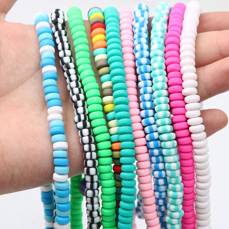 110pcs/strip 3x7mm Abacus Spacer Beads Polymer Clay Beads Bracelet Loose Beads For Jewelry Making Diy Necklace Accessories