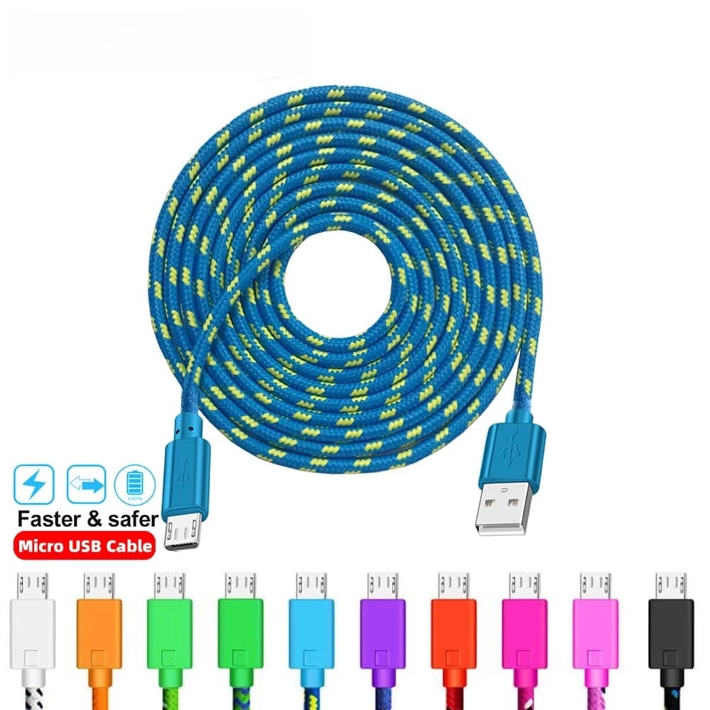Cavo micro USB intrecciato in nylon Vumpach da 1 m/2 m/3 m, cavo di ricarica USB per sincronizzazione dati, per Samsung HTC LG Huawei Xiaomi, cavi per telefoni Android