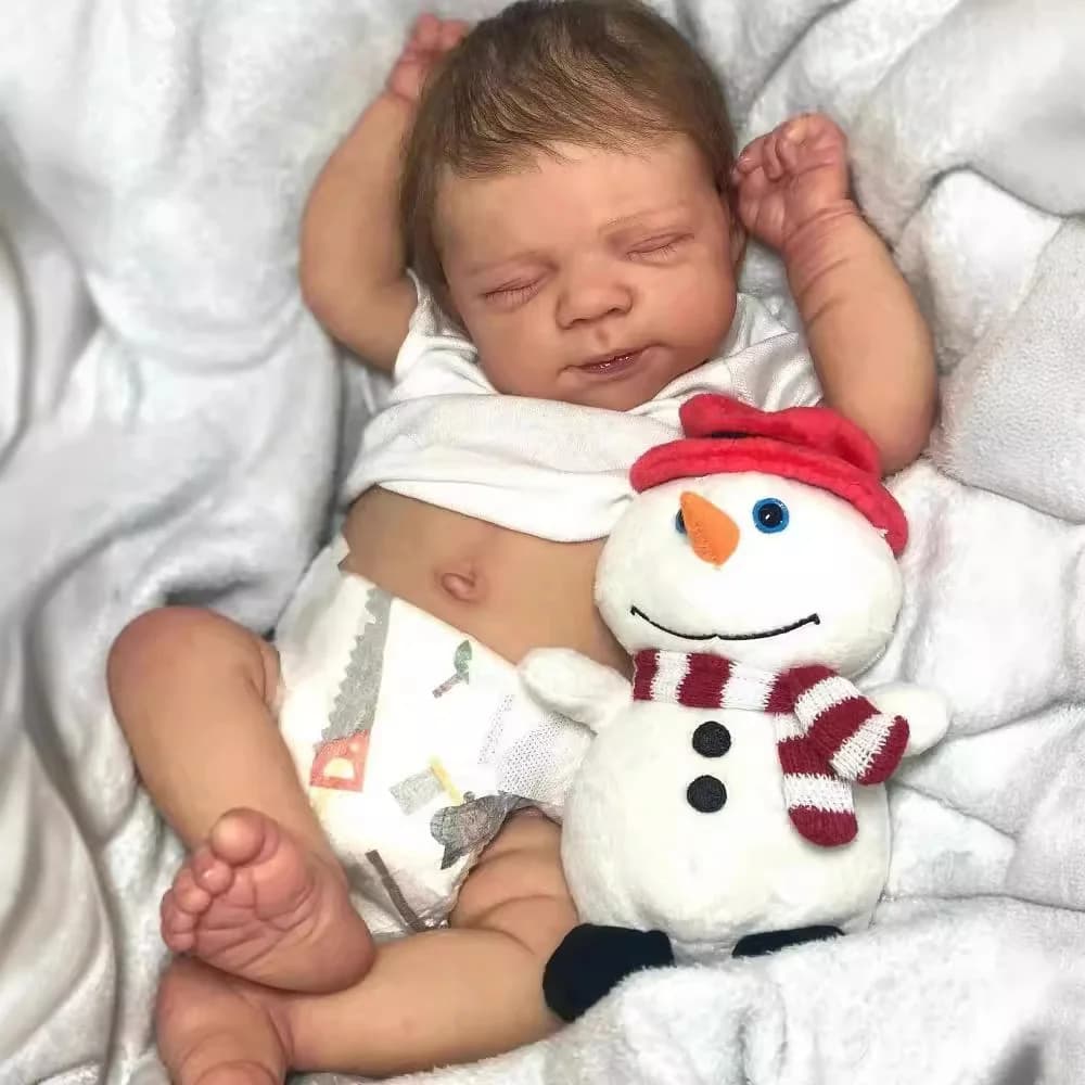 Risbecko Bambola Reborn da 19 pollici già dipinta con finitura - Bambole per ragazza regalo per bambini rinati preemie fatte a mano