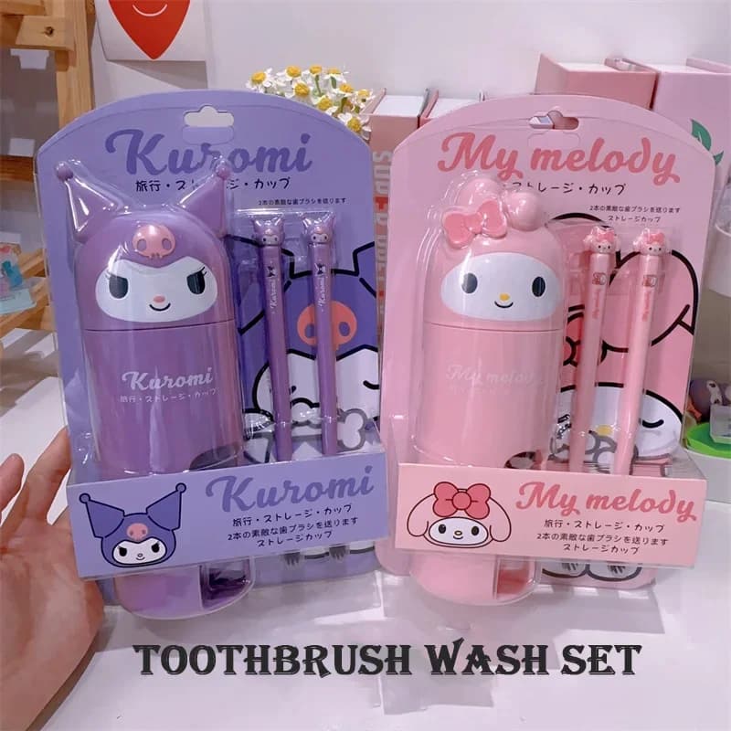 Kuromi My Melody Travel Kit Soft bristles Toothbrush Set Portable Toothpaste Set Nice Bathroom Organizer for Girls Gift