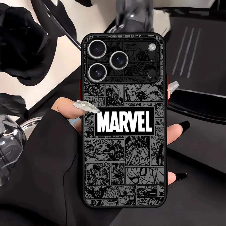 Rear cover for phone with Marvel logo for iPhone 17 Pro Max 11 XS XR 7 8 SE 13 Mini 16 Plus 14 15 Air 12