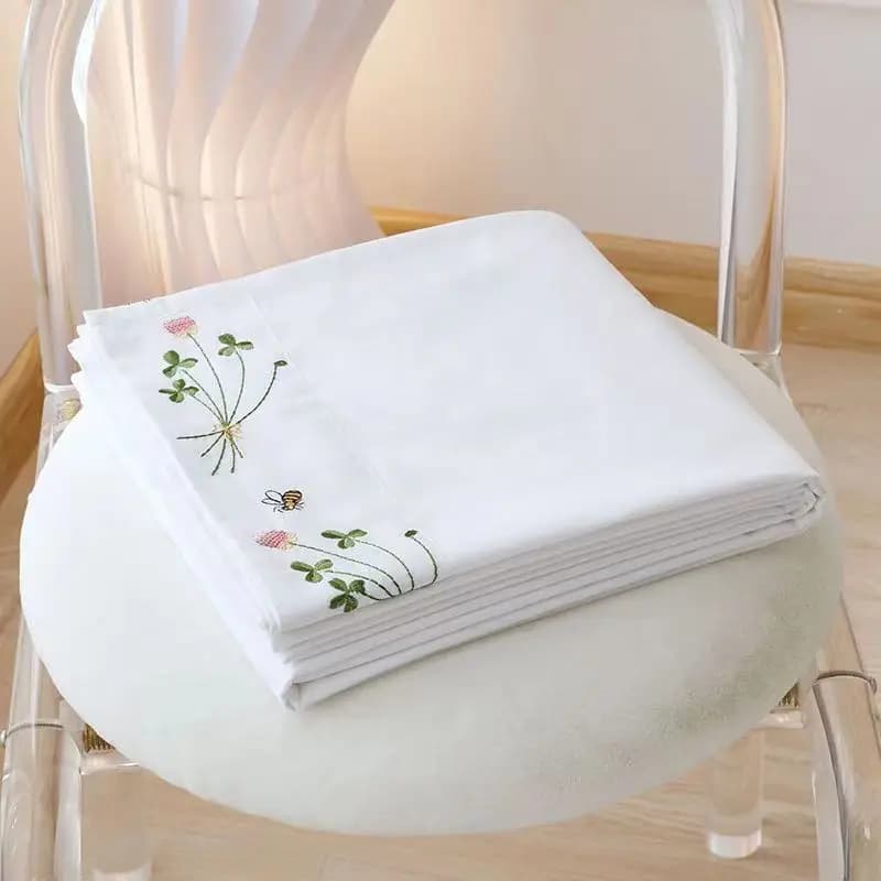Pure White Bedding Sheet Floral Embroidery Flat Sheets 100% Cotton Bedding Luxury Bedspread Home Textiles Queen King Size