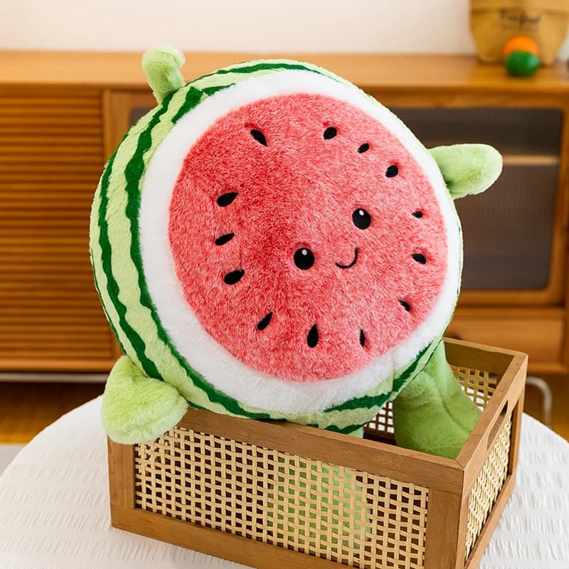 Giocattolo di peluche che abbraccia l'anguria, bambola rilassante, cuscino rotondo per dormire, bambola di stoffa, regalo di compleanno per bambini per ragazze