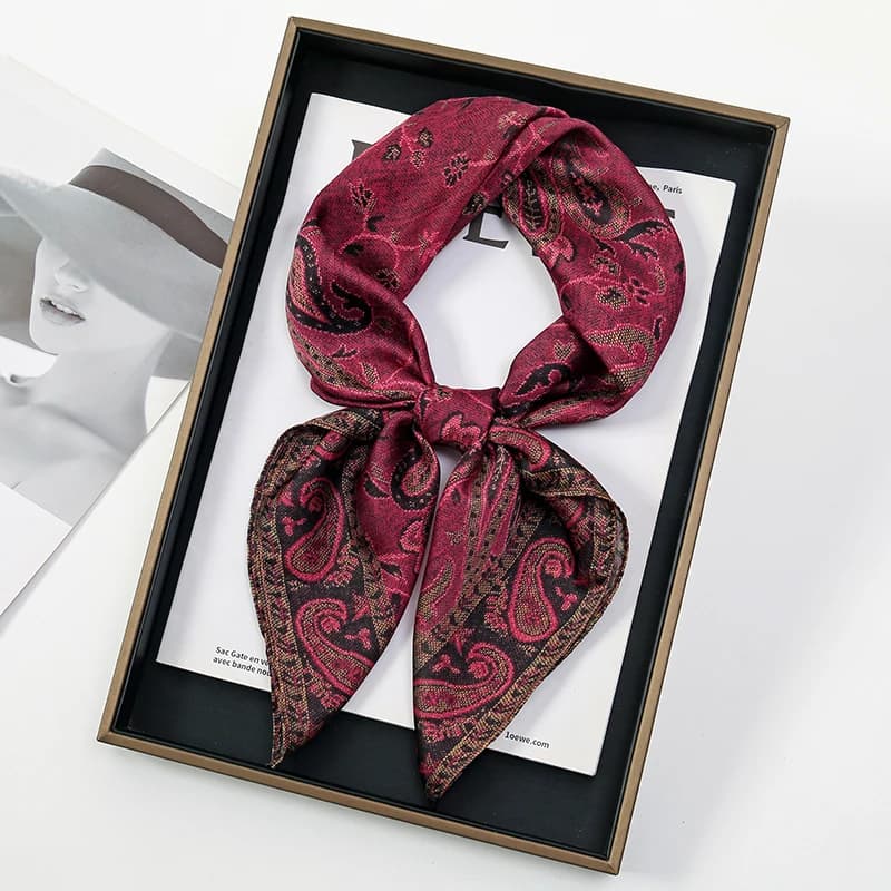 Sciarpa di seta di lusso 70 * 70 cm Quadrato Retro Paisley Stampa Scialle da donna Fascia Piccoli sciarpe per capelli Fazzoletto femminile Hijab