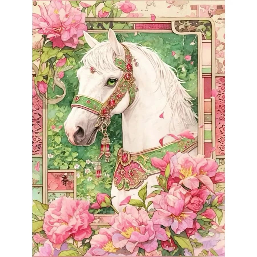 Diamond Painting White Horse with Chunfang Mosaic Handmade Artwork Full Round/Square Diamonds For Beginners Gift Home Decor