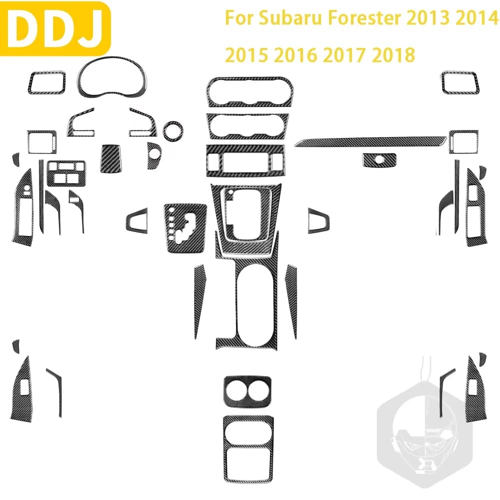 Per Subaru Forester 2013 2014 2015 2016 2017 2018 Accessori Interni in fibra di carbonio Buco della serratura Sollevamento ingranaggi Uscita aria Trim Adesivo
