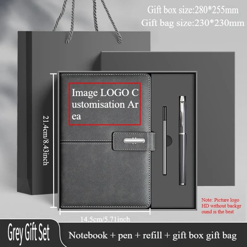 Custom Logo A5 Notebook Pen Gift Set Business Stationery Journal Planner Corporate Birthday Gifts With Box