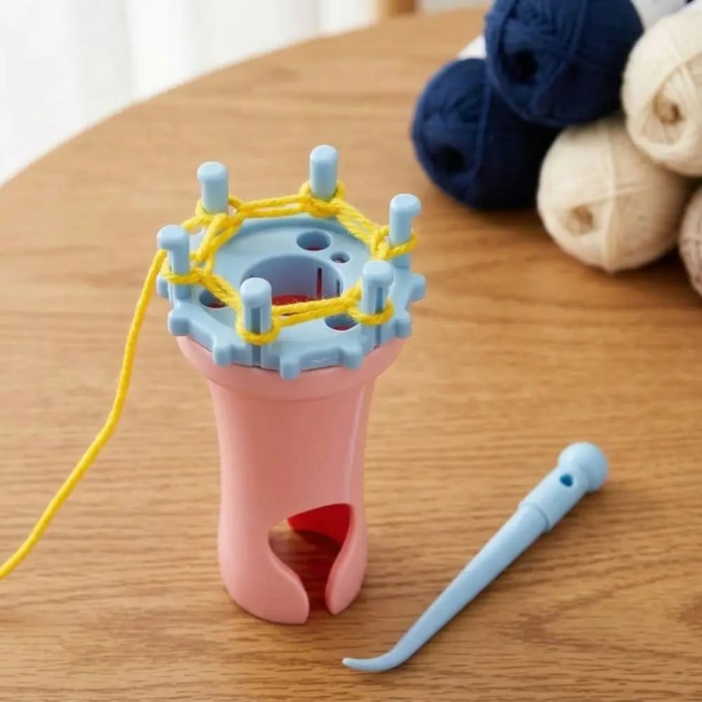 Flower Weaving Device Plastic Spool Knitter Round Shape Manual Knit Spool Loom DIY Craft Changeable Heads Bracelet Weaver Gift