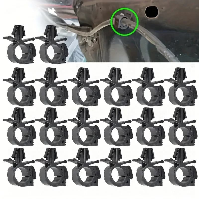 10pcs Black Plastic Automotive Wire Harness Fasteners - Secure Fixation Clamps with Cable Tie for Bellows, Tubing