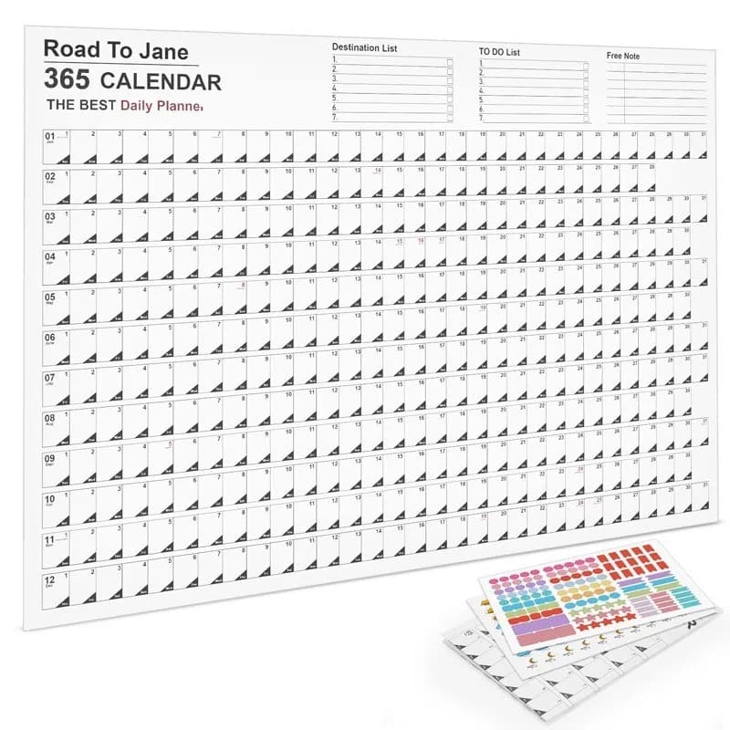 2025 Calendario da appendere a parete Kawaii Planner annuale Foglio Memo Pad Lista delle cose da fare Agenda Programma Organizzatore Lista di controllo Home Office