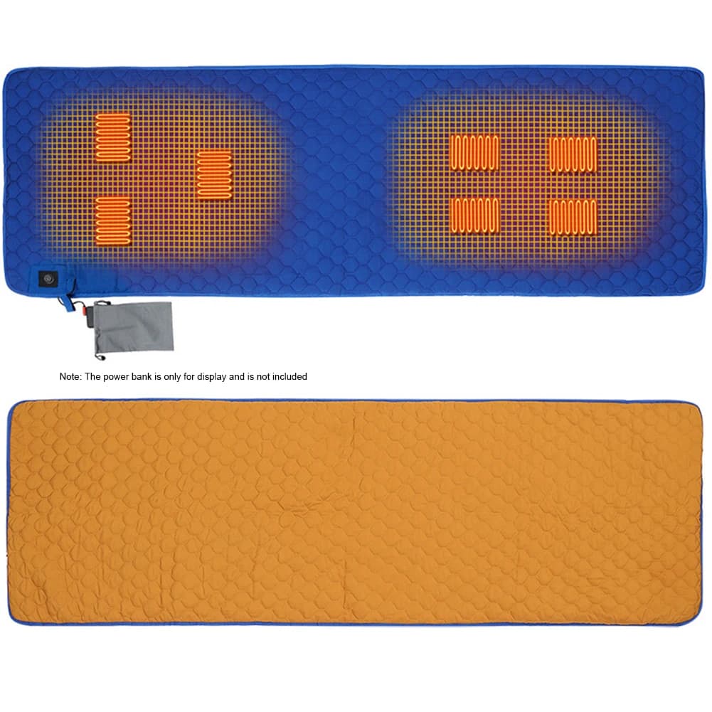 Coperta riscaldante intelligente a 7 zone 38-65 ℃ Materassino Riscaldato a 3 Livelli di Calore Alimentato USB per Campeggio e Escursionismo all'Aperto