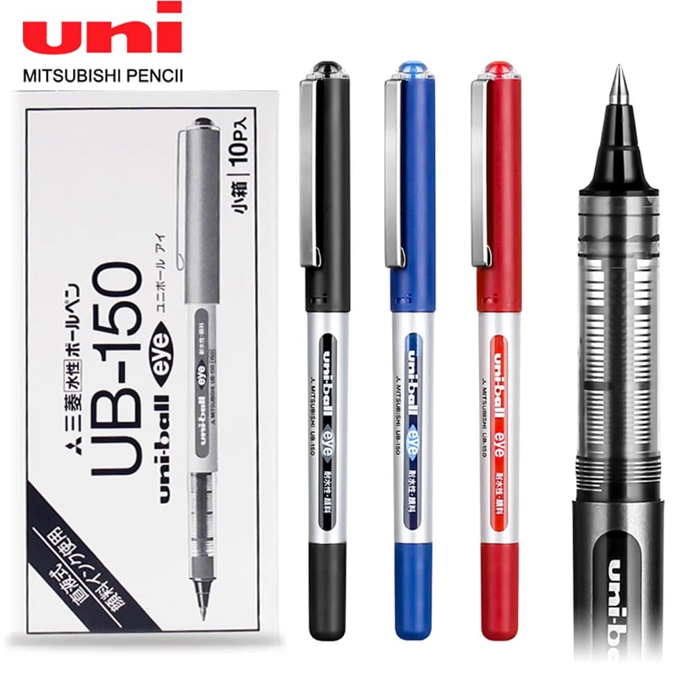 10 pz Giappone UNI 0.5mm Set di penne gel UB-150 Penna a sfera liquida diritta di grande capacità Forniture per ufficio di cancelleria scolastica