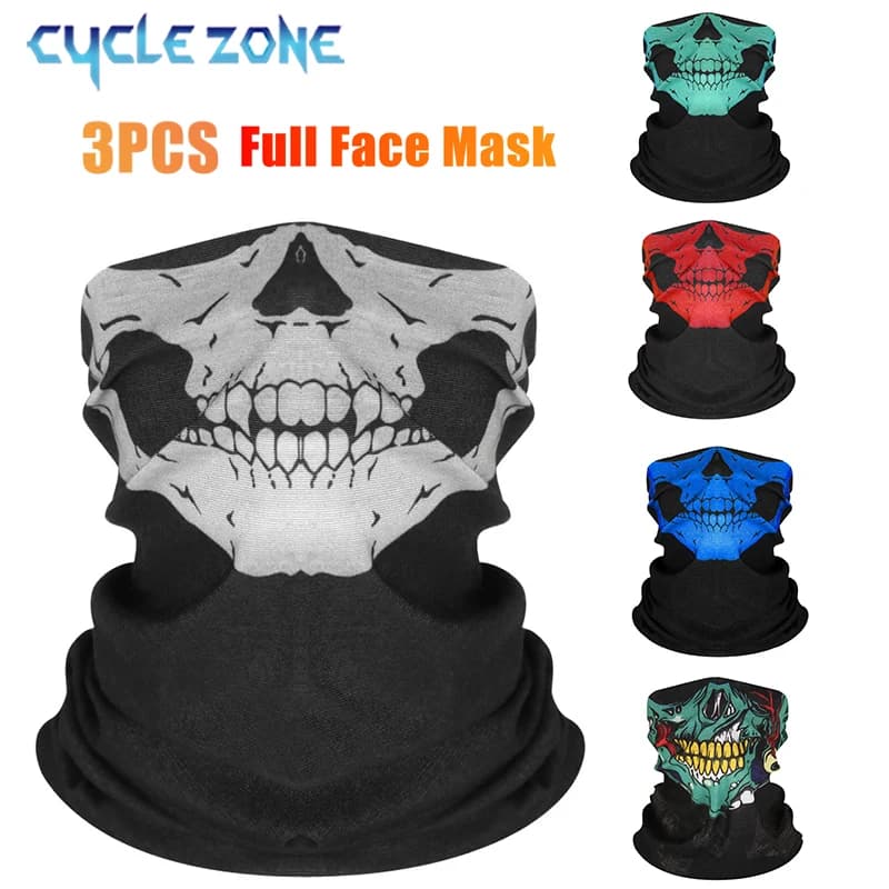 3 pcs bicycle mask wrapper for bicycle skull mask for motorcycle helmet visor washable bike equipment breathable cycling