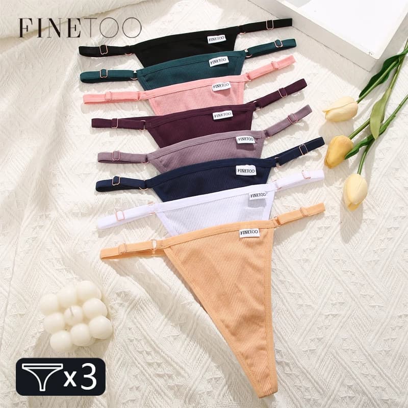 FINETOO 3 Pz/set Donne Cotone A Righe Perizoma Sexy Cintura Regolabile Mutandine A Vita Bassa T-back Signore Morbido Bikini G-String Biancheria