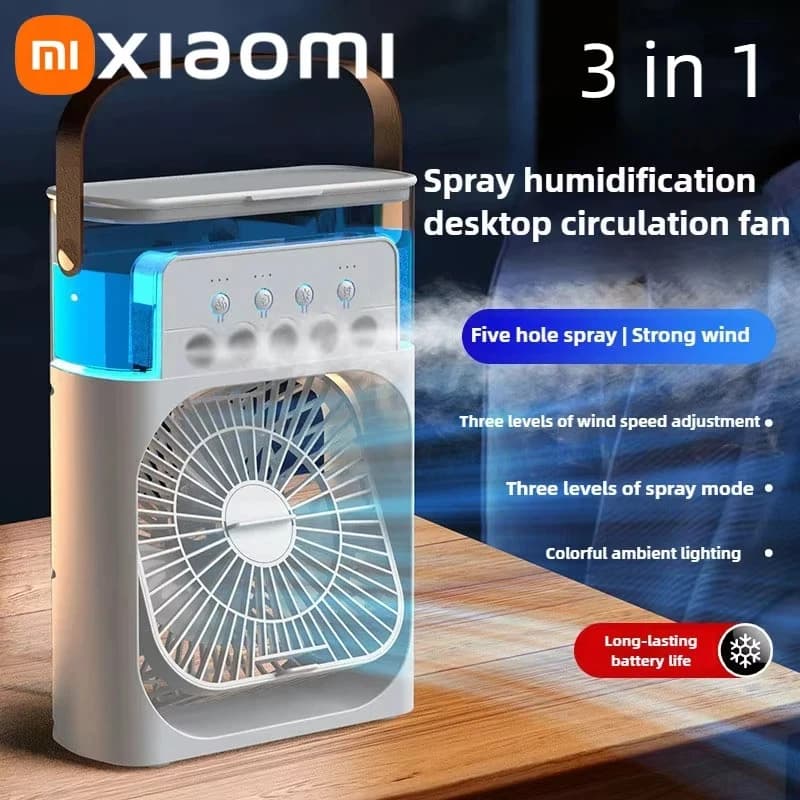 Xiaomi Fan Air Conditioner Household 3in1 Mini Air Cooler Led Night Light Portable Humidifier Air Adjustment Fan Office Home Fan
