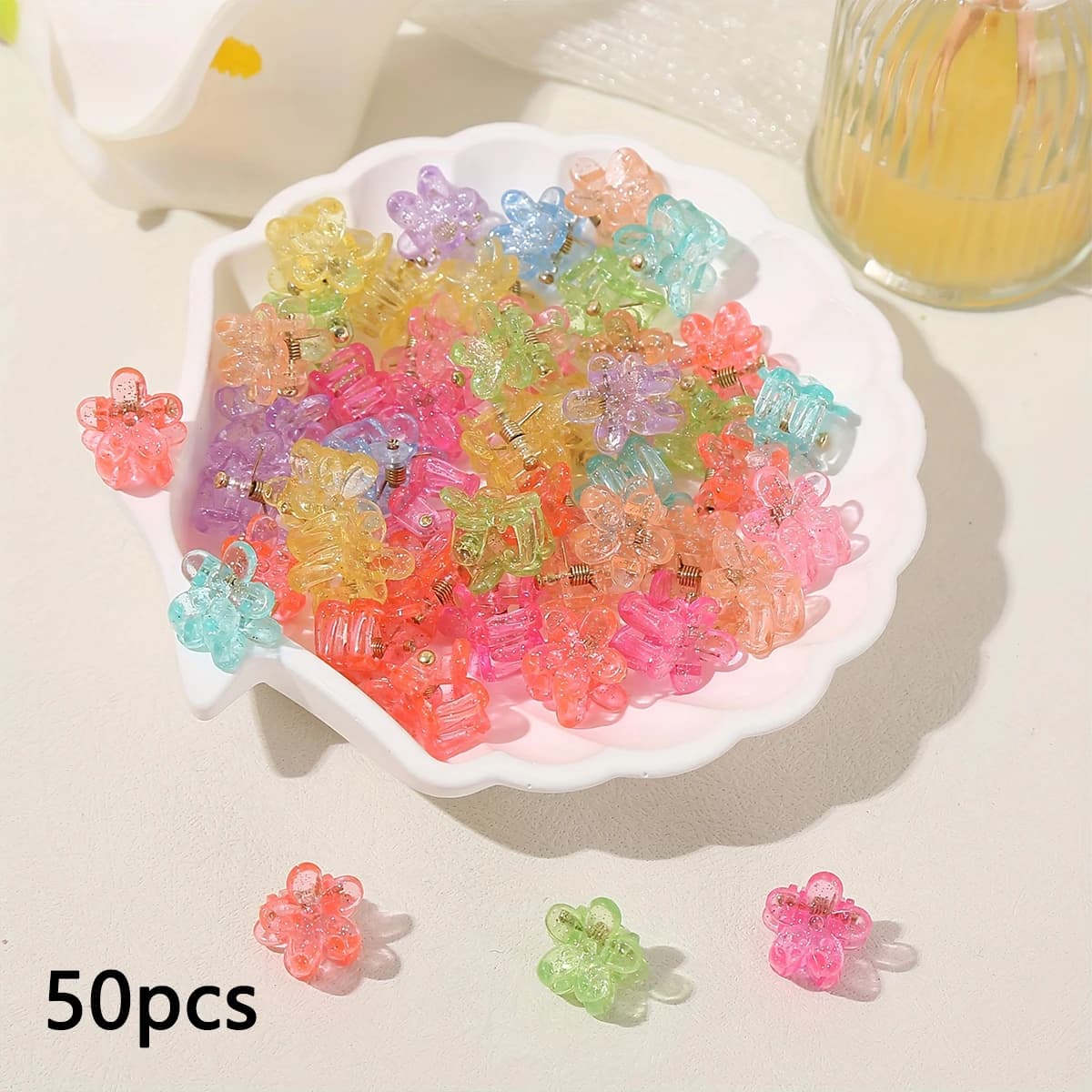 50pcs colorful flower mini hair claws princess hair clips cute girl hair clips side clip hair accessories suitable for campus