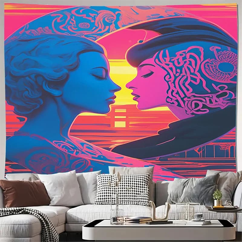 Urban Vibes: stampa artistica da parete contemporanea per l'arredamento del soggiorno Poster della cultura pop futuristica rosa e blu di TaurusDuan
