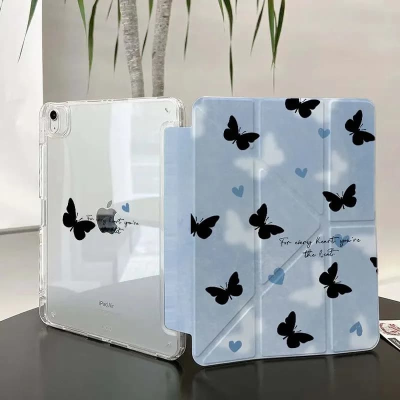 Custodia per Tablet con Motivo Farfalla e Cuore per iPad Pro 11 12.9 13 M2 M4 M3 M5, Cover per iPad Air 4 5 6 8.3 9.7 10.2 5/6/7/8/9/10/11a generazione