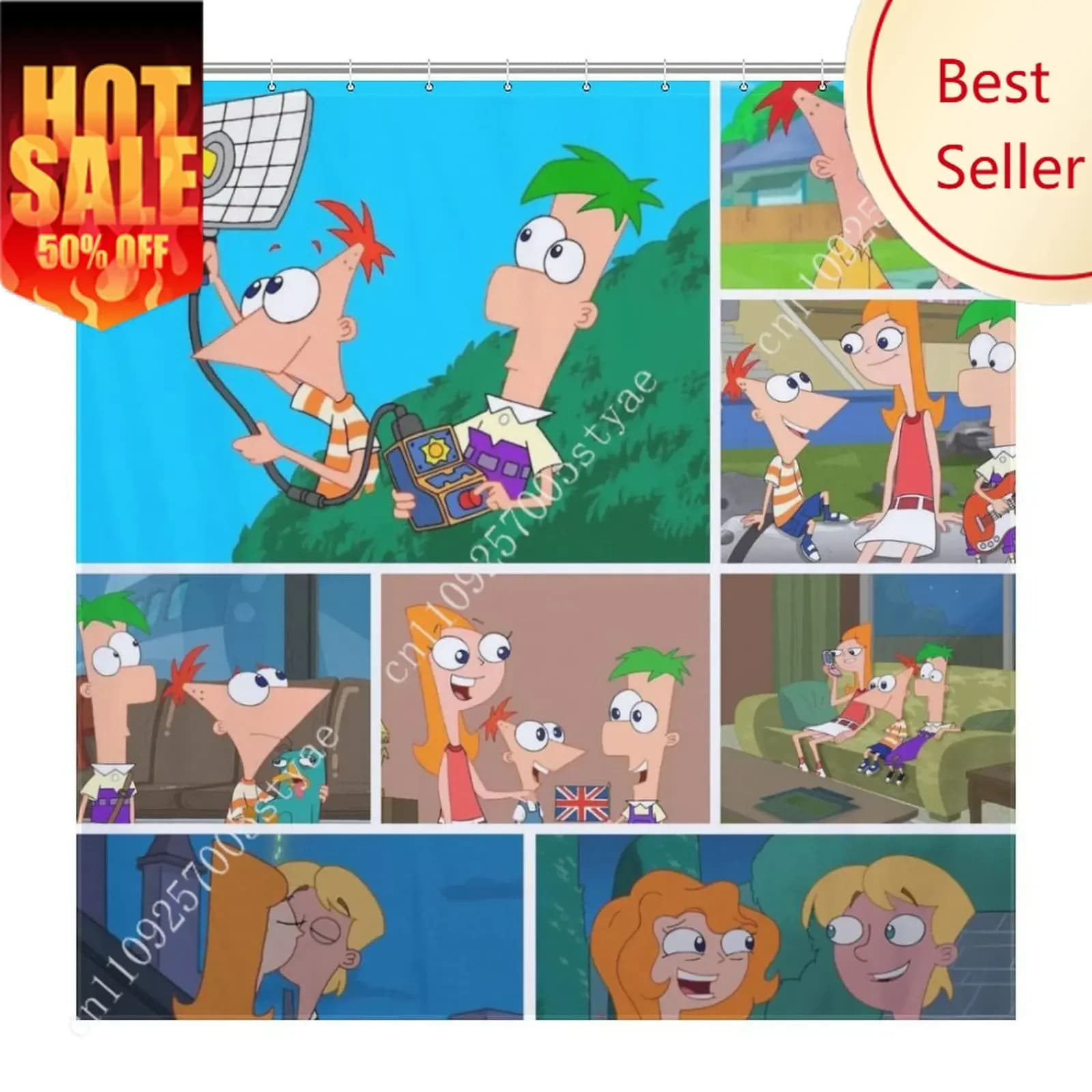 Tenda da doccia Phineas Flynn Disney Cartoon Movie Kids Cute Animal, decorazione per bagno, casa, feste, tenda da bagno impermeabile personalizzata